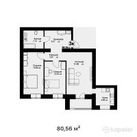 ЖК Madrid — 3-ком 80,6 м² (от 34 640 800 тг)