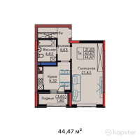ЖК ULY DALA PARK | LIFE — 1-ком 44,5 м² (от 18 455 050 тг)