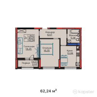 ЖК ULY DALA PARK | LIFE — 2-ком 62,2 м² (от 25 829 600 тг)