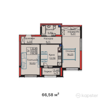 ЖК ULY DALA PARK | LIFE — 2-ком 66,6 м² (от 27 630 700 тг)