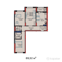 ЖК ULY DALA PARK | LIFE — 3-ком 89,5 м² (от 37 150 800 тг)