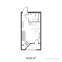 ЖК Korkem Akkent — 1-ком 25,9 м² (от 16 329 600 тг)
