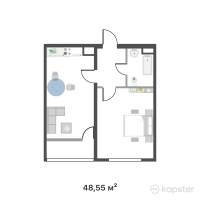 ЖК Korkem Akkent — 1-ком 48,6 м² (от 27 188 000 тг)