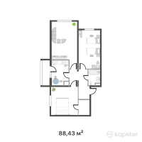 ЖК Korkem Akkent — 3-ком 88,4 м² (от 48 636 500 тг)