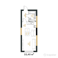 ЖК Hayat Arena — 1-ком 33,4 м² (от 21 042 000 тг)