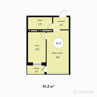 ЖК Целиноград 4 — 1-ком 41,3 м² (от 16 520 000 тг)