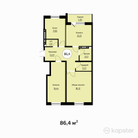 ЖК Целиноград 4 — 3-ком 86,4 м² (от 34 560 000 тг)