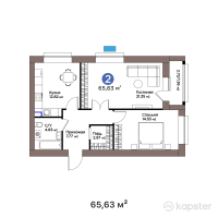 ЖК IZBASSAR — 2-ком 65,6 м² (от 30 977 360 тг)