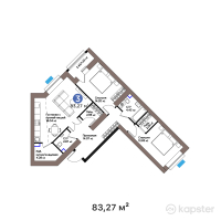 ЖК IZBASSAR — 3-ком 83,3 м² (от 39 803 060 тг)