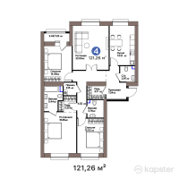 ЖК IZBASSAR — 4-ком 121,3 м² (от 53 596 920 тг)