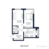 ЖК Buta Mirai — 2-ком 55,1 м² (от 21 225 050 тг)