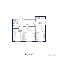 ЖК Buta Mirai — 3-ком 57,2 м² (от 22 574 250 тг)