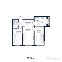 ЖК Buta Mirai — 3-ком 72,9 м² (от 32 805 000 тг)