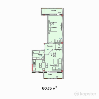 ЖК Aq Shanyraq — 2-ком 60,7 м² (от 18 195 000 тг)
