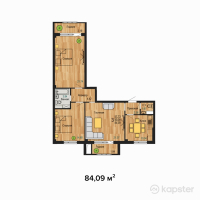 ЖК Aq Shanyraq — 3-ком 84,1 м² (от 25 227 000 тг)