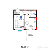 ЖК Arena Vista — 1-ком 42,6 м² (от 25 060 180 тг)