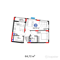 ЖК Arena Vista — 2-ком 64,7 м² (от 34 754 640 тг)