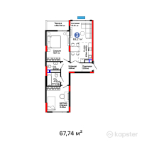 ЖК Arena Vista — 3-ком 67,7 м² (от 38 611 800 тг)