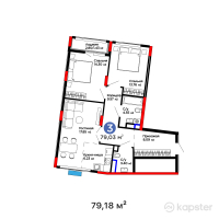 ЖК Arena Vista — 3-ком 79,2 м² (от 39 669 180 тг)
