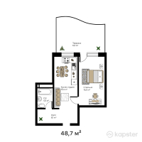ЖК Noble House — 1-ком 48,7 м² (от 28 246 000 тг)