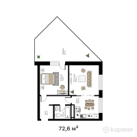 ЖК Noble House — 2-ком 72,6 м² (от 42 108 000 тг)