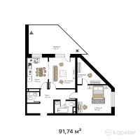 ЖК Noble House — 2-ком 91,7 м² (от 53 209 200 тг)