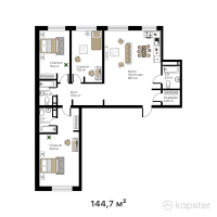 ЖК Noble House — 4-ком 144,7 м² (от 83 926 000 тг)