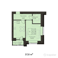ЖК Classic — 1-ком 37,6 м² (от 13 160 000 тг)