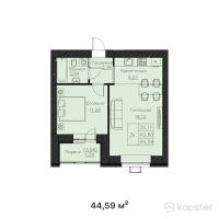 ЖК Classic — 1-ком 44,6 м² (от 15 606 500 тг)