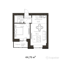 ЖК Classic — 2-ком 44,8 м² (от 15 662 500 тг)