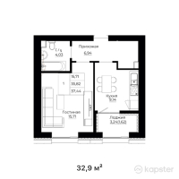 ЖК Dariya — 1-ком 32,9 м² (от 15 463 000 тг)
