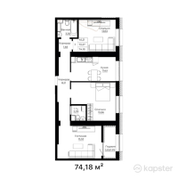 ЖК Dariya — 3-ком 74,2 м² (от 30 413 800 тг)