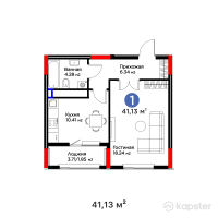 ЖК Asyl Zaman — 1-ком 41,1 м² (от 31 053 150 тг)