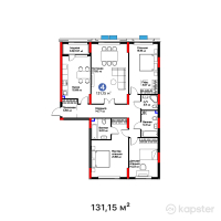 ЖК Asyl Zaman — 4-ком 131,2 м² (от 76 067 000 тг)