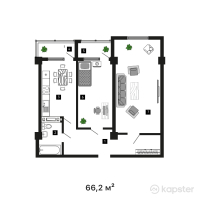ЖК Grand Alatau — 2-ком 66,2 м² (от 22 508 000 тг)