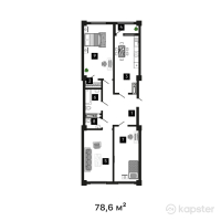 ЖК Grand Alatau — 3-ком 78,6 м² (от 25 938 000 тг)