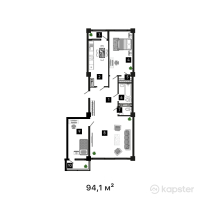 ЖК Grand Alatau — 3-ком 94,1 м² (от 31 053 000 тг)