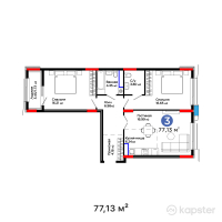 ЖК Auez Park — 3-ком 77,1 м² (от 55 225 080 тг)