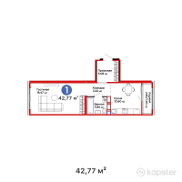 ЖК UIA. SUNQAR — 1-ком 42,8 м² (от 20 914 530 тг)