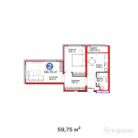 ЖК UIA. SUNQAR — 2-ком 59,8 м² (от 27 544 750 тг)