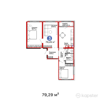 ЖК UIA. SUNQAR — 3-ком 79,3 м² (от 36 711 270 тг)