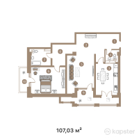 ЖК София — 2-ком 107 м² (от 49 233 800 тг)