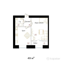 ЖК ATAMEKEN — 1-ком 49 м² (от 24 985 835 тг)