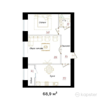 ЖК ATAMEKEN — 2-ком 68,9 м² (от 35 133 144 тг)