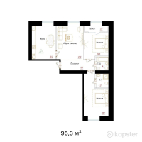 ЖК ATAMEKEN — 3-ком 95,3 м² (от 48 594 900 тг)
