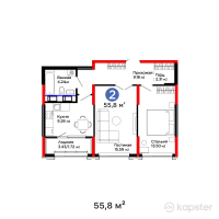 ЖК Grand Park. Aura — 2-ком 55,8 м² (от 36 493 200 тг)