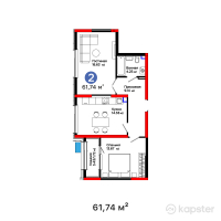 ЖК Grand Park. Aura — 2-ком 61,7 м² (от 33 833 520 тг)