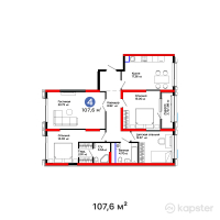 ЖК Grand Park. Aura — 4-ком 107,6 м² (от 53 692 400 тг)
