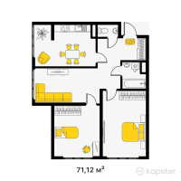 ЖК East Residence — 3-ком 71,1 м² (от 25 603 200 тг)