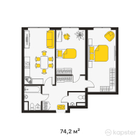 ЖК East Residence — 3-ком 74,2 м² (от 26 712 000 тг)